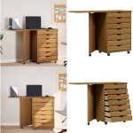 Vidaxl - armoire roulante avec bureau moss marron miel bois de pin - meuble de rangement - commode - ... Vidaxl - armoire roulante avec bureau moss marron miel bois de pin - meuble de rangement - commode - ...