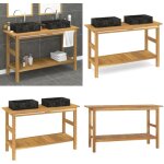 Vidaxl - armoire de salle de bain et lavabos en marbre noir teck massif - meuble de salle de bain - armoire ... Vidaxl - armoire de salle de bain et lavabos en marbre noir teck massif - meuble de salle de bain - armoire ...