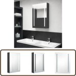 Vidaxl - armoire de salle de bain � miroir led noir brillant 50x13x70 cm - armoire salle de bain - meuble ...