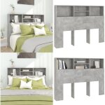 Vidaxl - armoire de tte de lit gris bton 140x19x103, 5 cm - tte de lit design - tte de lit rangement ...