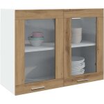 Vitrine suspendue 'lyon' ch�ne artisanal 80 x 31 x 60 cm bois d'ing�nierie vidaxl