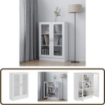 Vidaxl - armoire  vitrine blanc 82, 5x30, 5x115 cm bois d'ingnierie - bibliothque - meuble de rangement ...
