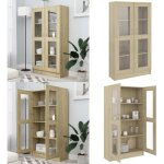 Vidaxl - armoire  vitrine chne sonoma 82, 5x30, 5x150 cm bois ingnierie - bibliothque - meuble tv ...