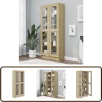 Vidaxl - armoire vitrine chne sonoma 82, 5x30, 5x185, 5 cm bois ingnierie - bibliothque - meuble tv ...