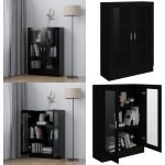Vidaxl - armoire  vitrine noir 82, 5x30, 5x115 cm bois d'ingnierie - bibliothque - meuble tv - rangement ...