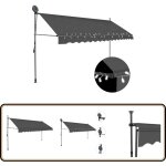 Auvent manuel rtractable avec led 350 cm anthracite - auvent retractable - stores exterieurs - abri ...