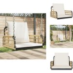 Balancelle avec coussins 63x58x39 cm r�sine tress�e acier - chaise balan�oire - balancelle jardin - fauteuil ...