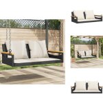 Balancelle avec coussins noir 109x62x40 cm rsine tresse - balancelle de jardin - banc de jardin - chaise ...