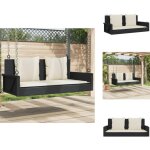 Balancelle avec coussins noir 119x56x48 cm rsine tresse - balancelle de jardin - banc de jardin - chaise ...