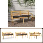 Vidaxl - banc batavia avec coussin anthracite 150 cm bois de teck massif - banc de jardin - meuble de ...