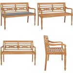 Vidaxl - banc batavia avec coussin gris 120 cm bois de teck massif - banc de jardin - mobilier de jardin ... Vidaxl - banc batavia avec coussin gris 120 cm bois de teck massif - banc de jardin - mobilier de jardin ...