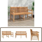 Vidaxl - banc de jardin 150 cm bois de teck massif - banc de jardin - mobilier de jardin - banc en bois ...