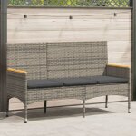 Vidaxl - banc de jardin 3 places avec coussins gris r�sine tress�e