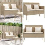 Vidaxl - banc de jardin avec coussins beige r�sine tress�e - banc de jardin - meuble de jardin - mobilier ...