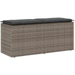 Vidaxl - banc de jardin avec coussin gris 110x40x44 cm rsine tresse