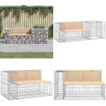 Vidaxl - banc de jardin avec panier en gabion bois massif de pin - banc de jardin - mobilier de jardin ...