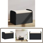 Vidaxl - banc de rangement avec coussin noir 80x51x52 cm résine tressée - banc de jardin - meuble de ... Vidaxl - banc de rangement avec coussin noir 80x51x52 cm résine tressée - banc de jardin - meuble de ...