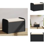 Vidaxl - banc de rangement avec coussin noir 80x51x52 cm résine tressée - banc de jardin - meuble de ... Vidaxl - banc de rangement avec coussin noir 80x51x52 cm résine tressée - banc de jardin - meuble de ...