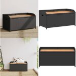 Banc de rangement noir résine tressée et bois d'acacia - banc de jardin - banc de rangement - mobilier ... Banc de rangement noir résine tressée et bois d'acacia - banc de jardin - banc de rangement - mobilier ...