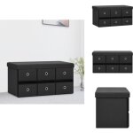 Vidaxl - banc de rangement pliable noir 76x38x38 cm faux lin - banc de rangement - banc pliant - meuble ...