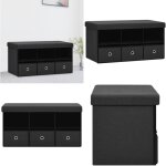 Vidaxl - banc de rangement pliable noir 76x38x38 cm faux lin - banc de rangement - banc pliant - meuble ...