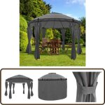 Vidaxl - belvédère avec rideaux rond 3, 5 x 2, 7 m anthracite - abri jardin - gazebo - auvent rond - ... Vidaxl - belvédère avec rideaux rond 3, 5 x 2, 7 m anthracite - abri jardin - gazebo - auvent rond - ...