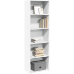 Vidaxl ? biblioth�que blanche en bois d'ing�nierie 60x30x189 cm ? 5 �tag�res ? design moderne pour rangement ...