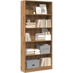 Vidaxl ? biblioth�que ch�ne artisanal 80x24x176 cm ? bois d'ing�nierie ? 5 �tag�res ? fixation murale ...