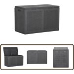 Vidaxl - bote de rangement de jardin 180 l noir pp rotin - bote de rangement jardin - coffre de rangement ...
