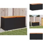 Vidaxl - bo�te de rangement de jardin noir r�sine tress�e bois d'acacia - bo�te de rangement jardin - ...
