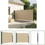 Vidaxl brise - vue - auvent lat�ral r�tractable beige 160x300 cm