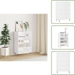 Vidaxl - buffet haut blanc 57x35x90 cm bois d'ing�nierie - buffet design moderne - meuble rangement cuisine ...