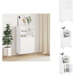 Vidaxl - buffet haut blanc 60x36x110 cm bois d'ingnierie - buffet design industriel - meuble rangement ...