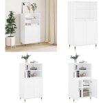 Vidaxl - buffet haut blanc 60x36x110 cm bois d'ingnierie - buffet design industriel - meuble rangement ...