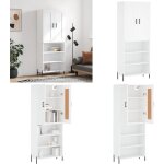Vidaxl - buffet haut blanc 69, 5x34x180 cm bois d'ingnierie - buffet design moderne - meuble de rangement ...