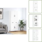 Vidaxl - buffet haut blanc 69, 5x34x180 cm bois d'ing�nierie - buffet design moderne - meuble rangement ...