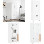 Vidaxl - buffet haut blanc 69, 5x34x180 cm bois d'ingnierie - buffet design moderne - meuble rangement ...