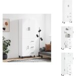 Vidaxl - buffet haut blanc 69, 5x34x180 cm bois d'ing�nierie - buffet design moderne - meuble rangement ...