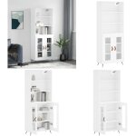 Vidaxl - buffet haut blanc 69, 5x34x180 cm bois d'ingnierie - buffet design moderne - meuble rangement ...