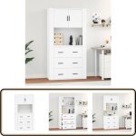 Vidaxl - buffet haut blanc bois d'ingnierie - buffet design moderne - buffet blanc - buffet rangement ...