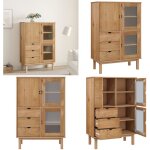 Vidaxl - buffet haut otta 85x43x125 cm bois massif de pin - buffet - armoire - meuble de rangement - ...