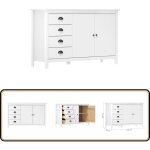 Vidaxl - buffet hill blanc 130x40x80 cm bois de pin solide - buffet blanc - meuble rangement - commode ...