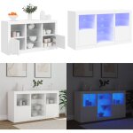 Vidaxl - buffet avec lumires led blanc 123x37x67 cm - meuble de rangement - buffet - meuble tv - luminaire ...