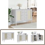 Vidaxl - buffet senja aspect rotin blanc 112x40x80cm bois massif de pin - meuble de rangement - buffet ...
