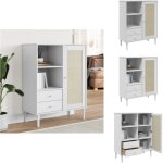 Vidaxl - buffet senja aspect rotin blanc 90x40x112cm bois massif de pin - meuble haut - buffet design ...