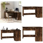 Vidaxl - bureau d'angle chne fum 120x140x75 cm bois d'ingnierie - bureau d'angle - bureau moderne ...