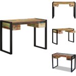 Vidaxl - bureau bois de rcupration massif - bureau vintage - bureau design - bureau industriel - bureau ...