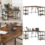 Vidaxl - bureau ch�ne fum� 139x139x75 cm bois d'ing�nierie - bureau en bois - bureau design - bureau ...