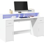 Vidaxl - bureau avec lumi�res led blanc 160x55x91 cm bois d'ing�nierie
