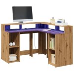 Vidaxl - bureau avec lumi�res led ch�ne artisanal bois d'ing�nierie